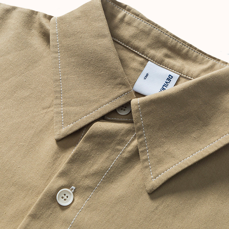Topstitched Heavyweight Cotton Overshirt