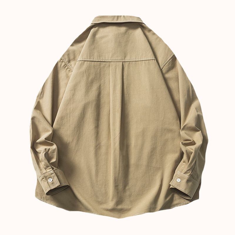 Topstitched Heavyweight Cotton Overshirt